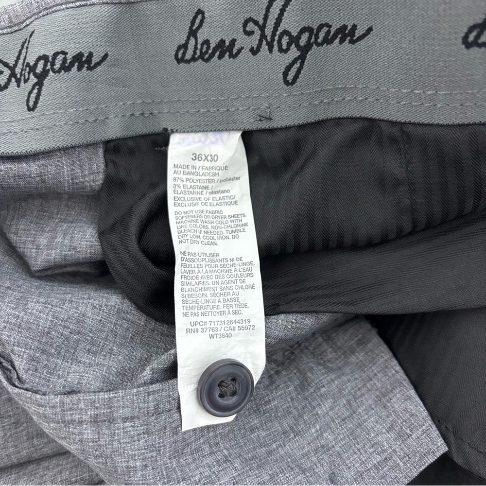 Ben Hogan Men's Gray Golf Pant Size 36x30 Casual Athletic Flat Front Pockets - Picture 7 of 10